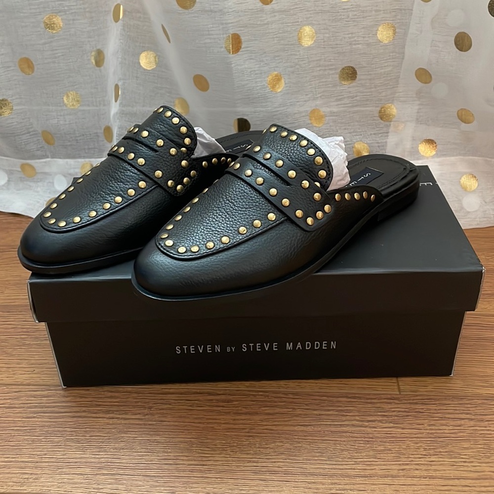 Steven leather studded slides